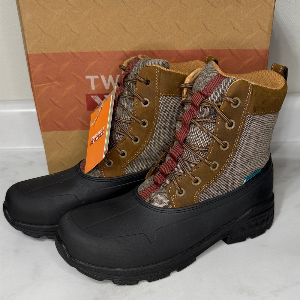 Twisted X Men's 8" Lace Up Rubber Work Boots, Round Toe Nano Toe